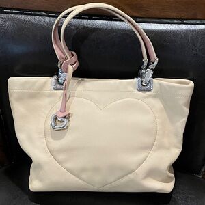 Brighton Cream Heart-Embellished Tote Bag C659664